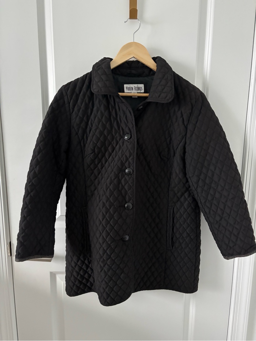 Marvin Richards | Quilted Black Lightweight Jacket Diamond-Stitch Women Size M